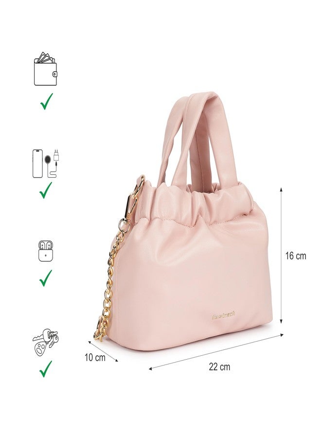 Fastrack Ruched Sling Bag for Women | Compact Faux Leather Crossbody with Detachable Chain Strap, Magnet Closure and Inner Pockets | Minimalist Everyday Sling for Casual and Evening Looks - Image 4
